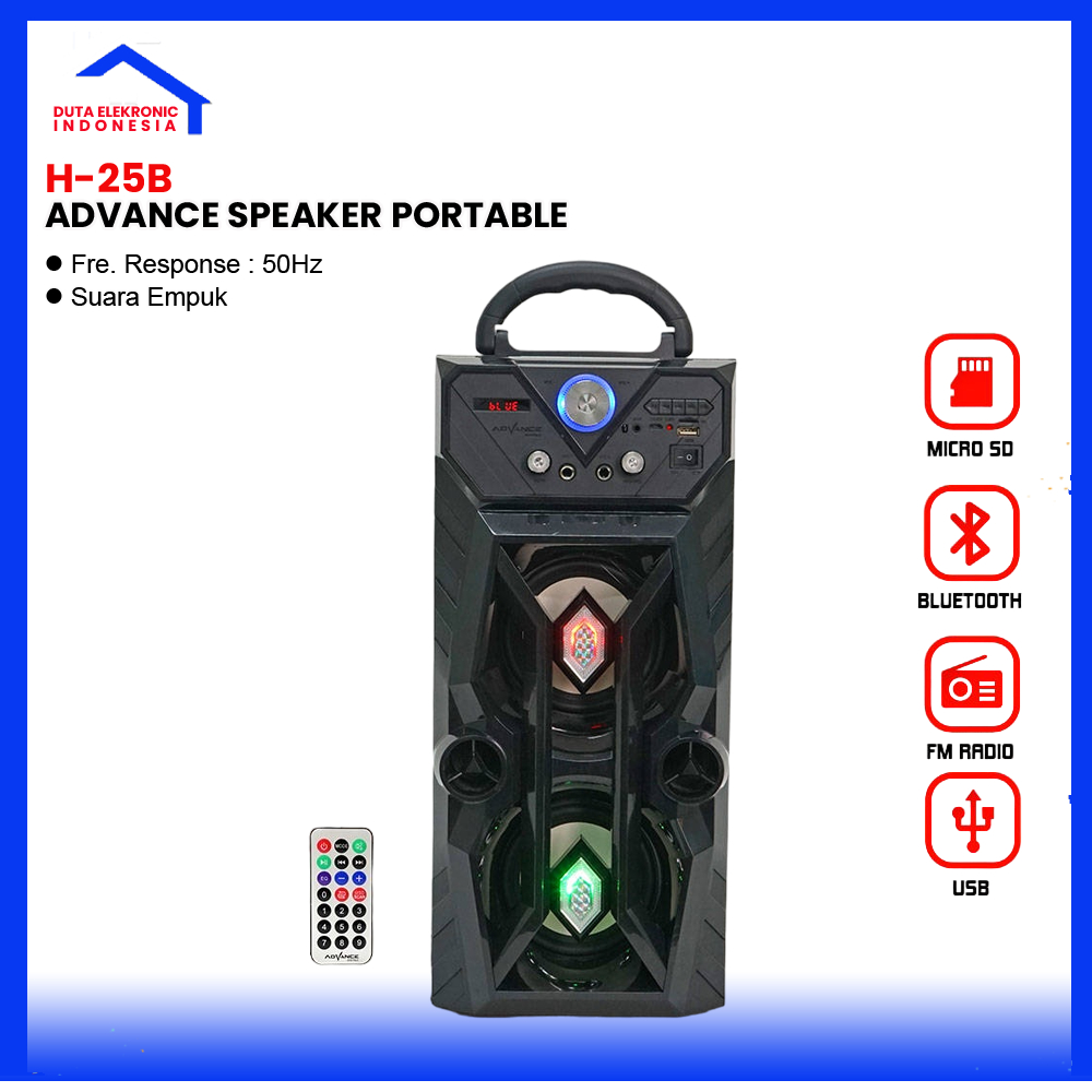 Advance Speaker Aktif Portable 5 Inch H-25BT Bluetooth Xtra Power Sound