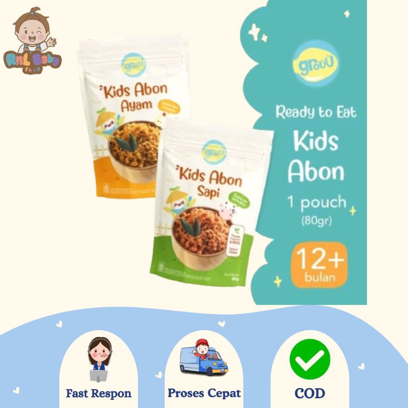 

GROUU Kids Abon Sapi & Ayam No MSG 80g - Abon Anak