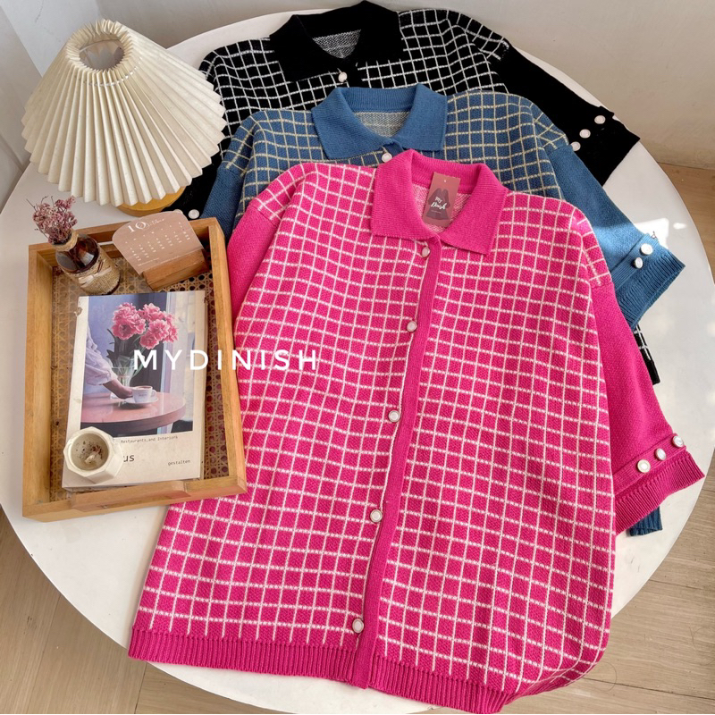 Nurani Square Cardy - Kardigan Rajut Wanita Motif Kotak