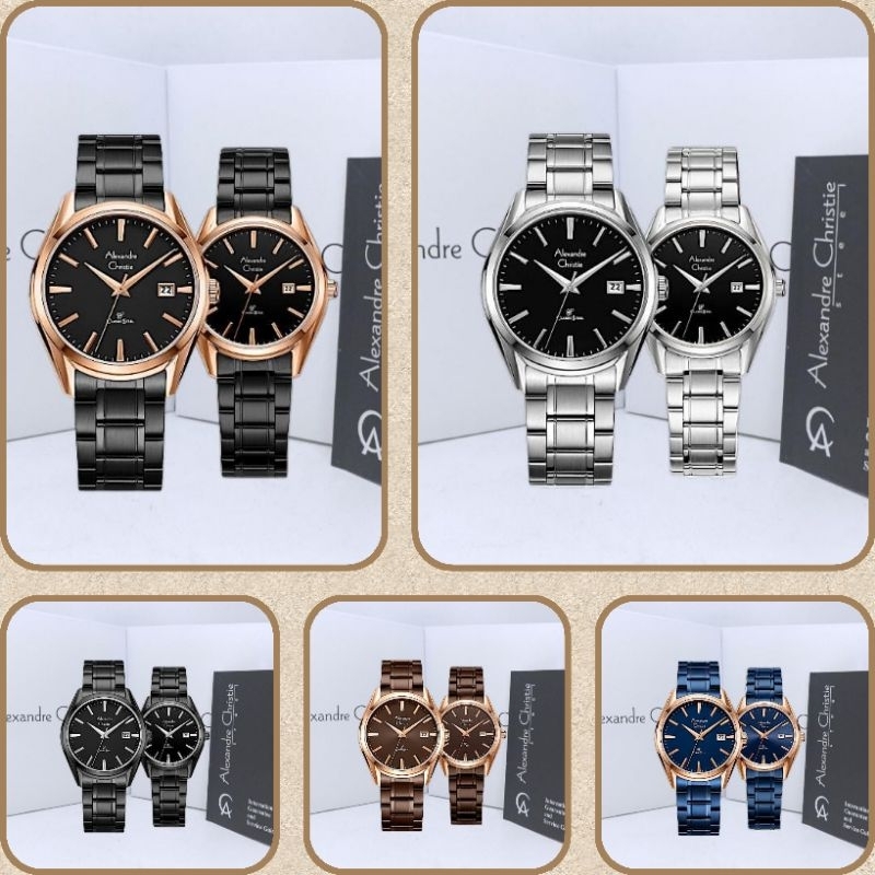 Jam Tangan Couple Alexandre Christie 8681 AC8681AC Couple Tali Besi / Stainless steel