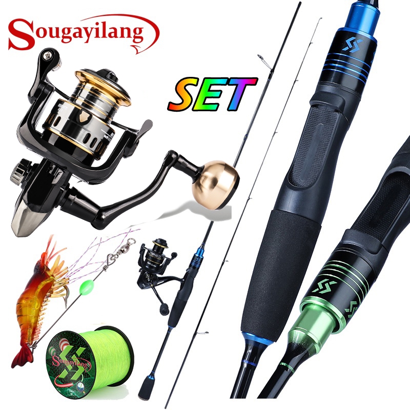 Sougayilang Pancingan Set Lengkap Joran Pancing 1.8m 2.1m Dan Reel Pancing 3000-4000 Joran Spinning 