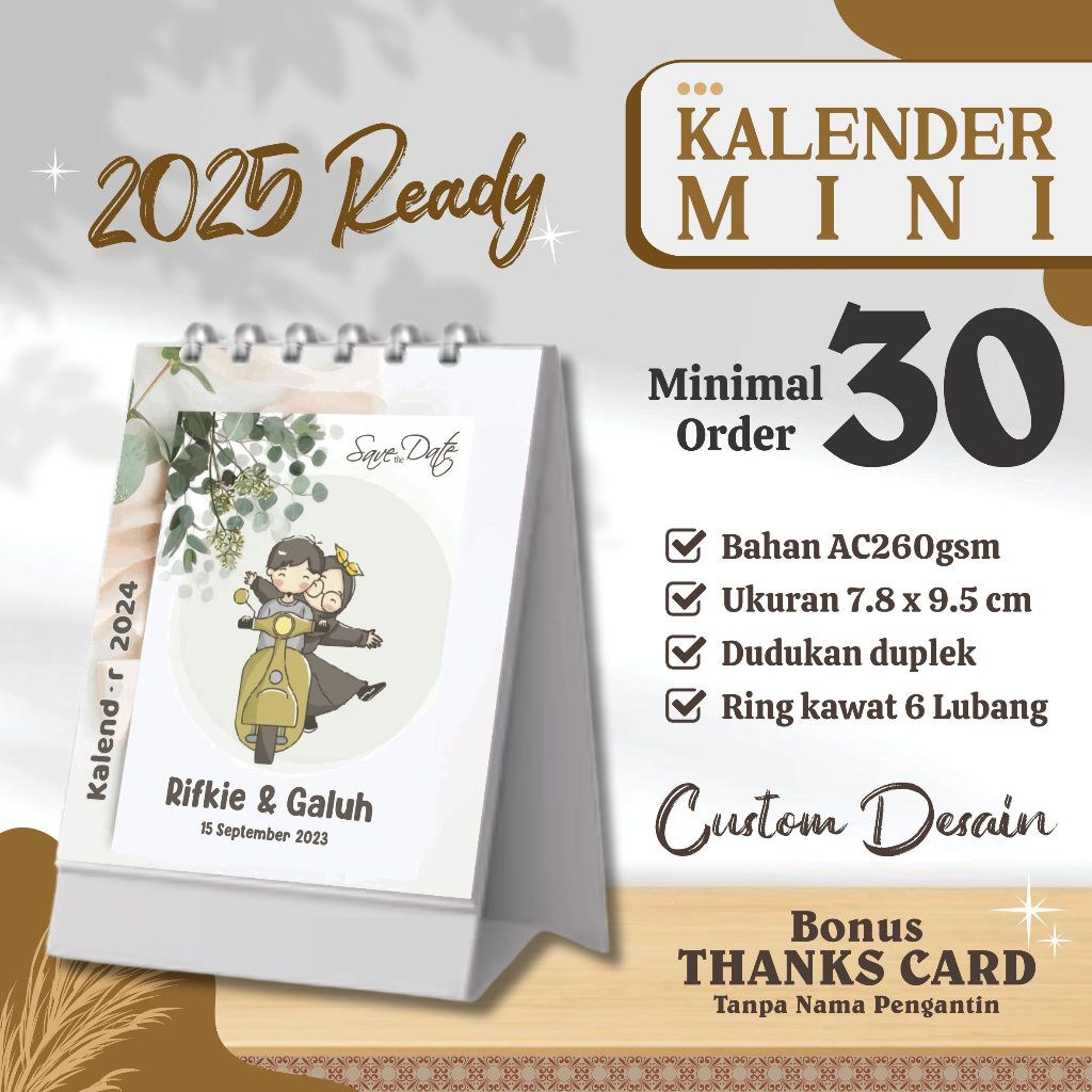 

Kalender Mini 7.8 x 9.5 cm Souvenir Nikah Khitan Ultah Seminar Usaha dll l Kalmin