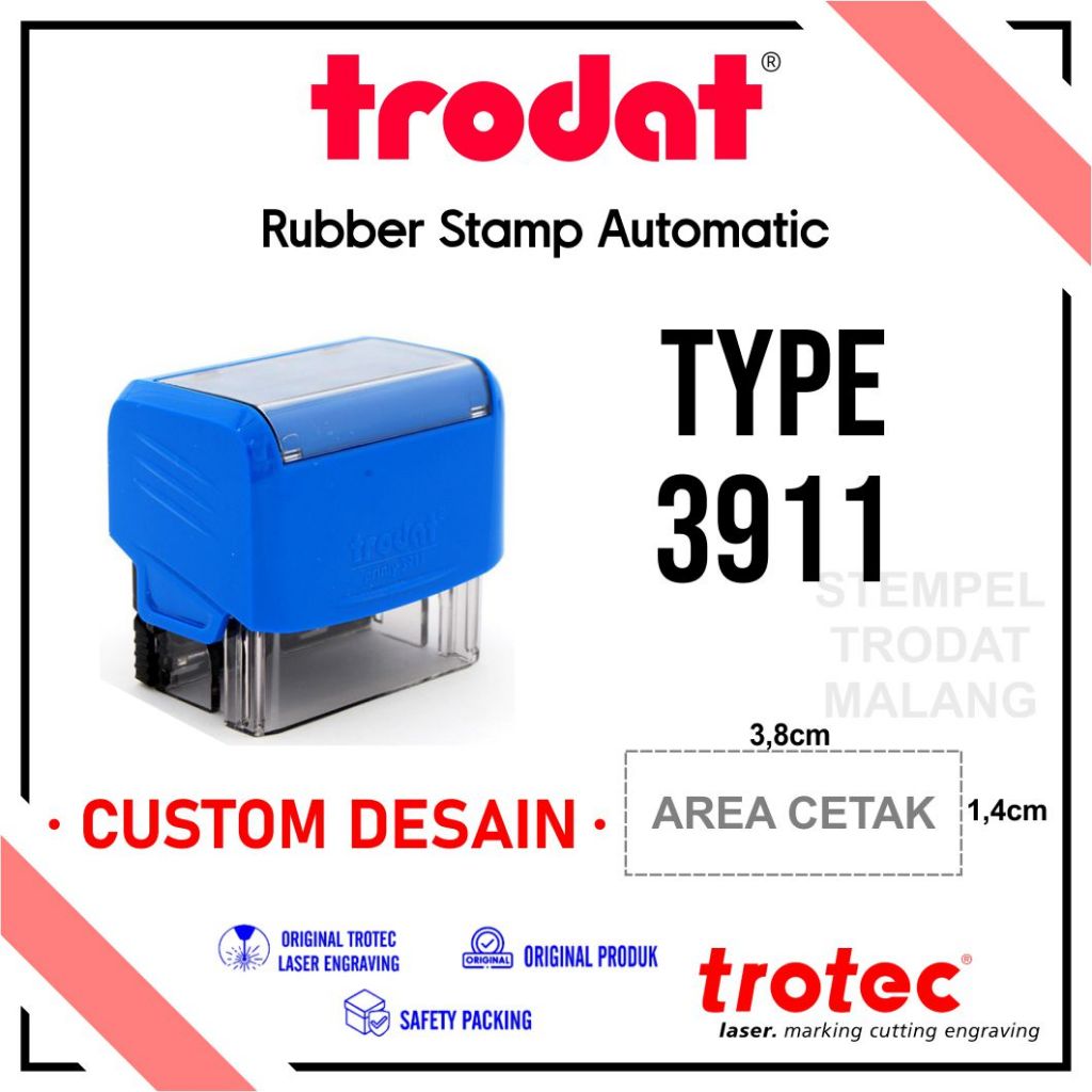 

Trodat 3911 (38x14 mm) SIP, NIK, nama dokter, nomor HP, lunas, nama toko dll