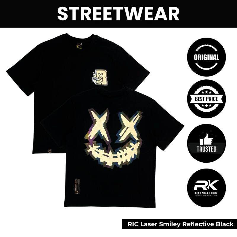 Ricky Is Clown Laser Smiley Reflective Black 100% Authentic