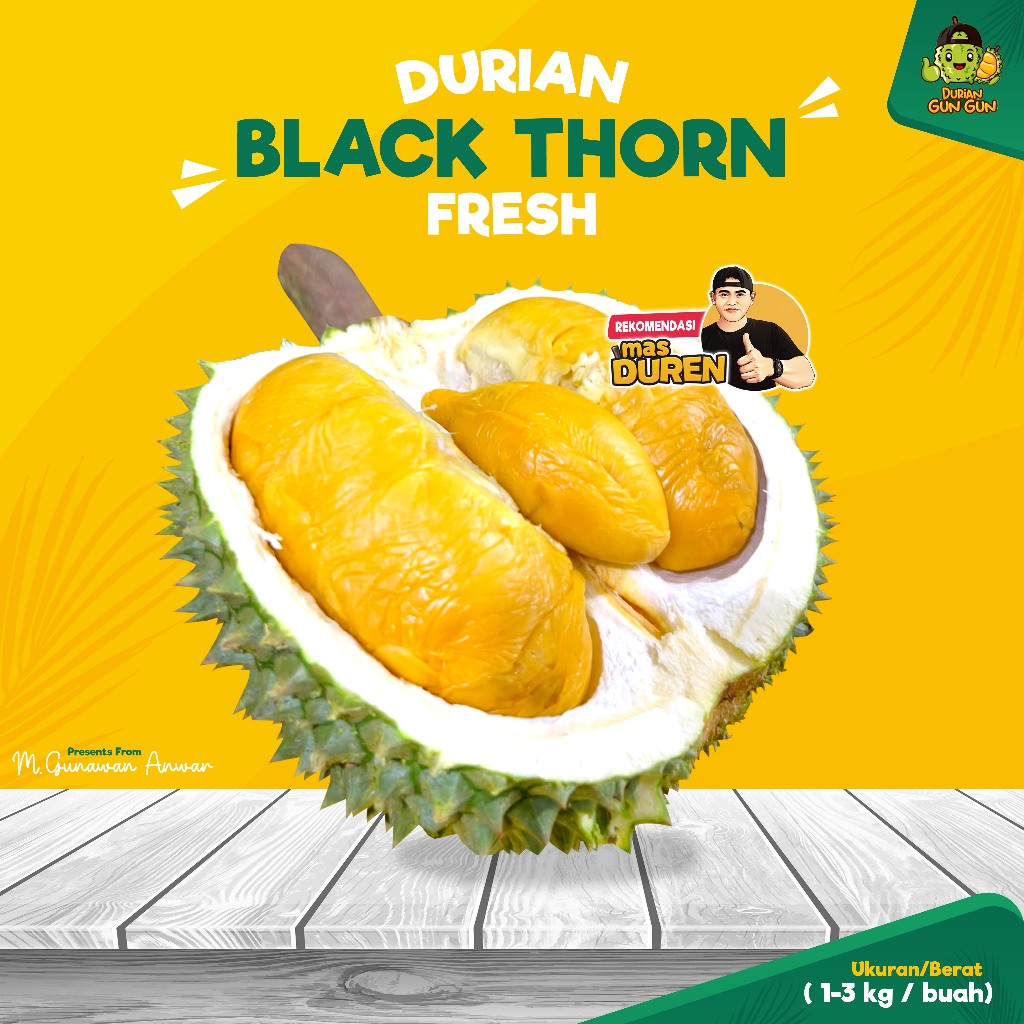 

Durian Black Thorn Fresh Malaysia Duren utuh 1 Buah HARGA/KG