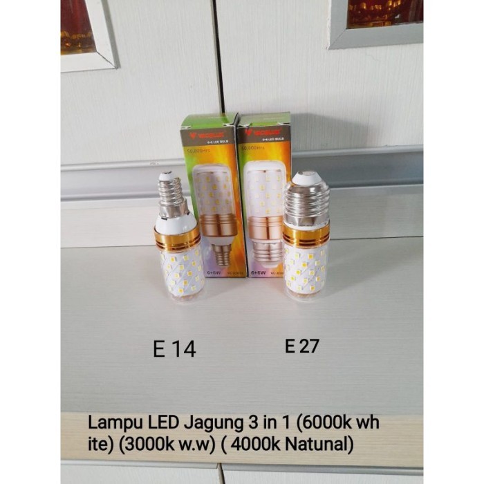 Lampu Led E 27& E 14 3in1 white (6000k) Ww (3000k) Natural ( 4000 k)