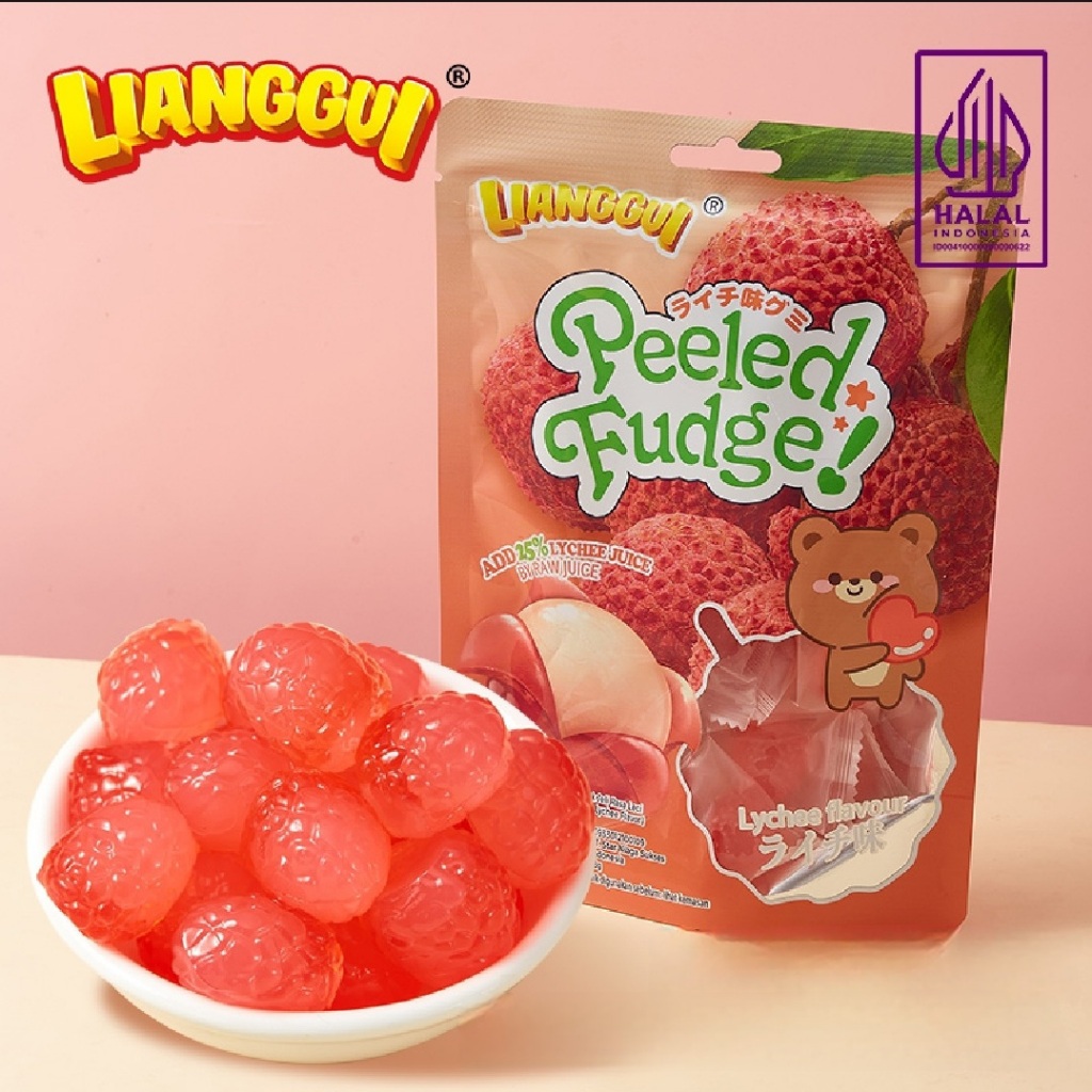 

Permen Viral PEELED FUDGE Lychee LIANGGUI Leci Jeli Lunak Aneka Rasa Gummy Fruit Jelly