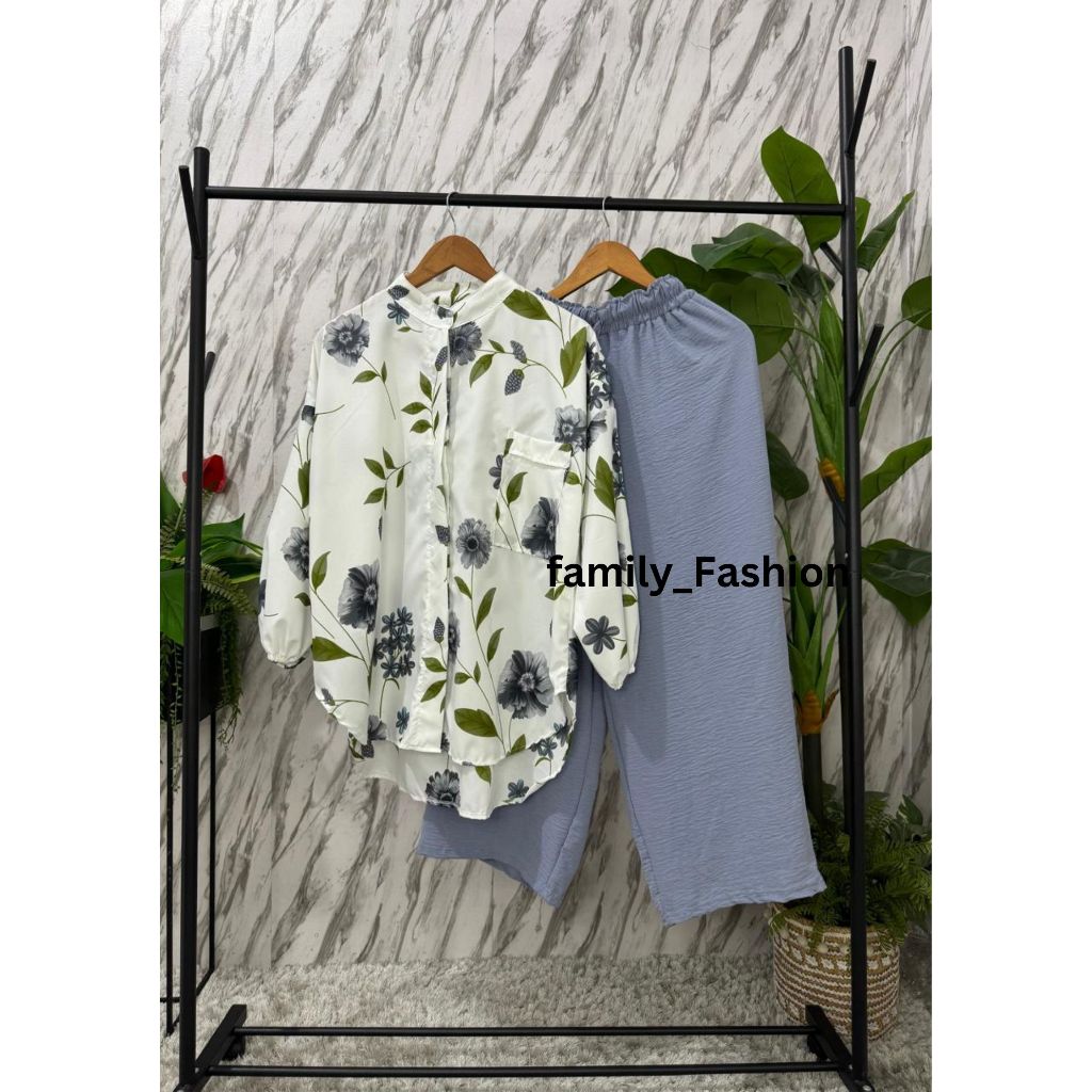 Oneset Baju Celana Kondangan Cewek Terbaru 2025 Wanset Tunik Fashion Kondangan 2025 Atasan Bawahan M