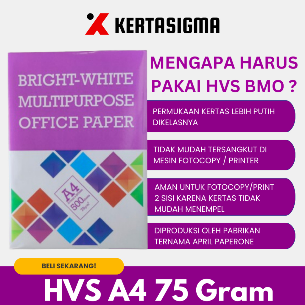 

mh Kertas FotoCopy Foto Kopi Fopi Print Hvs A4 75Gr 70Gr 1 Box