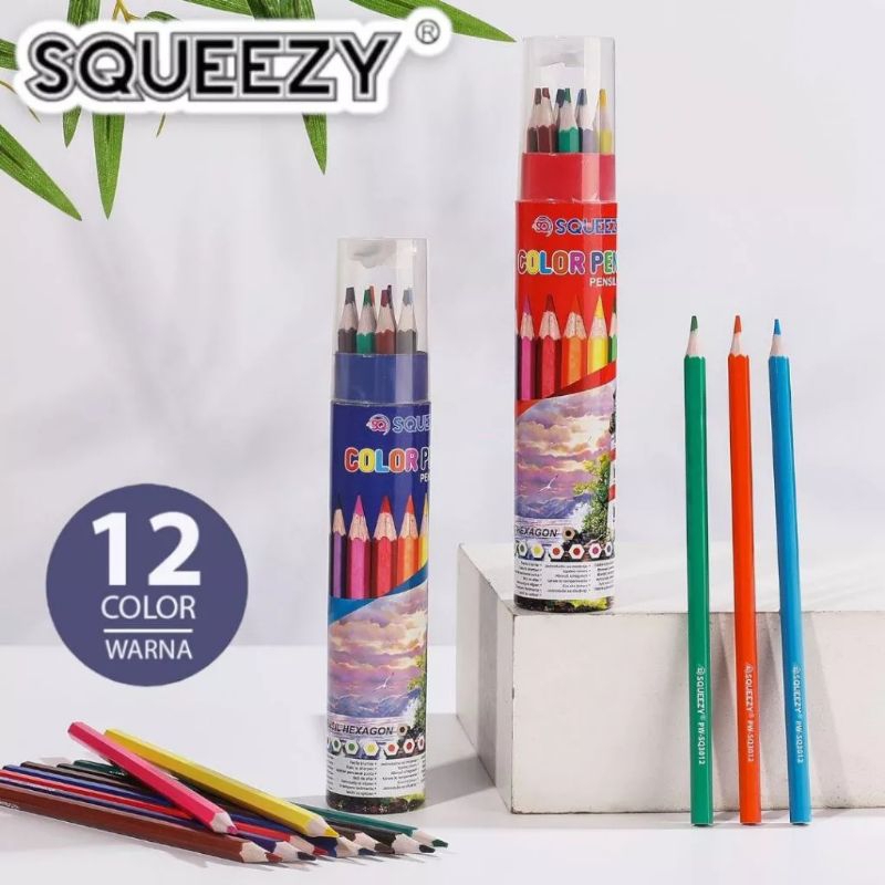 

Squeezy Pensil Warna PW-SQ3012 Tube+Serutan 12 Warna
