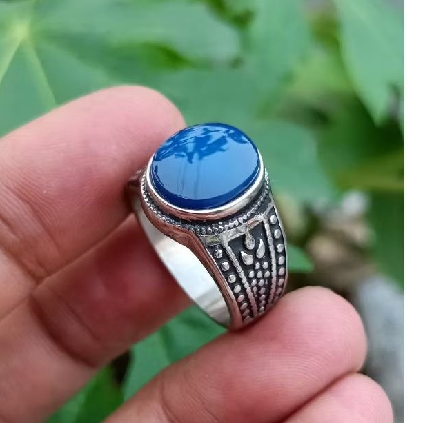 cincin Batu akik Yaman azroq asli reallpict original yemen (Ring titanium)