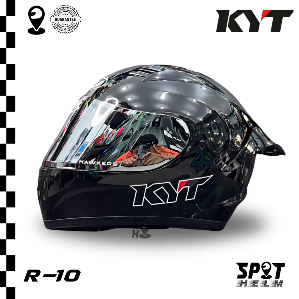 HELM KYT R10 SOLID BLACK GLOSSY | HELM KYT FULLFACE R10 KYT