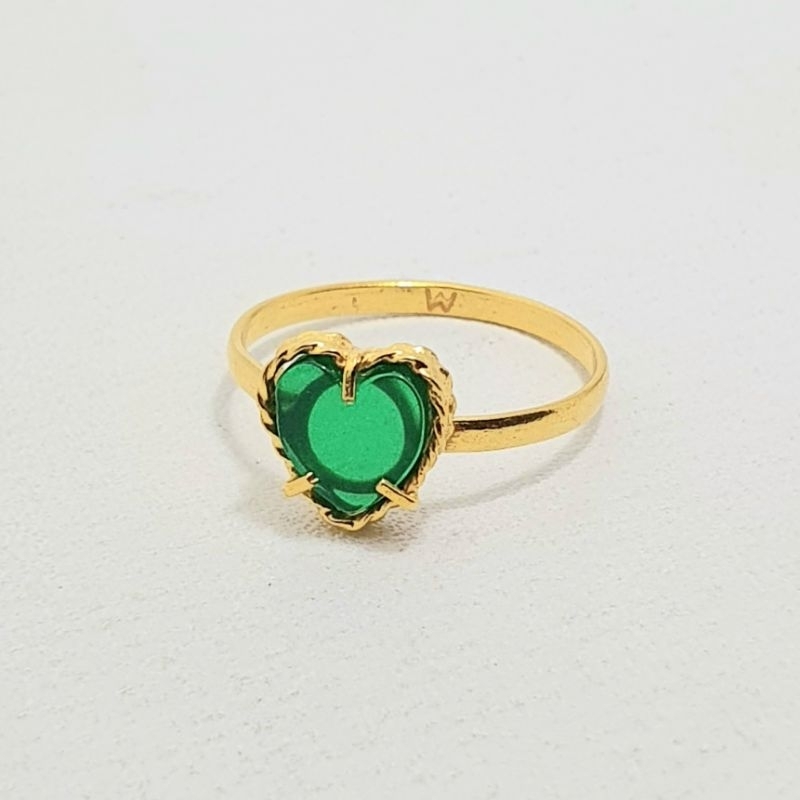 Cincin Emas Muda Batu Love Hijau 1 Gram