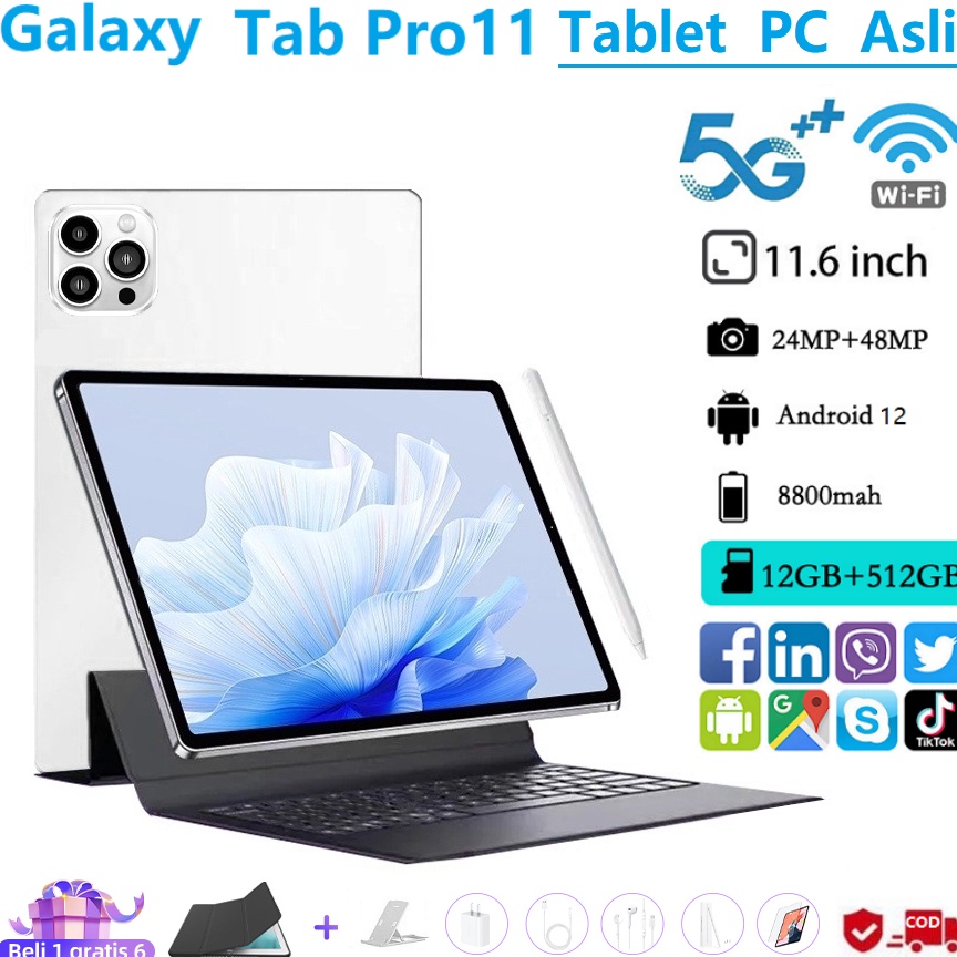 New Product Bisa CODTablet PC Asli Baru Galaxy Tab Pro11 Tablet Android 12 12GB512GB 116 inch Layar 