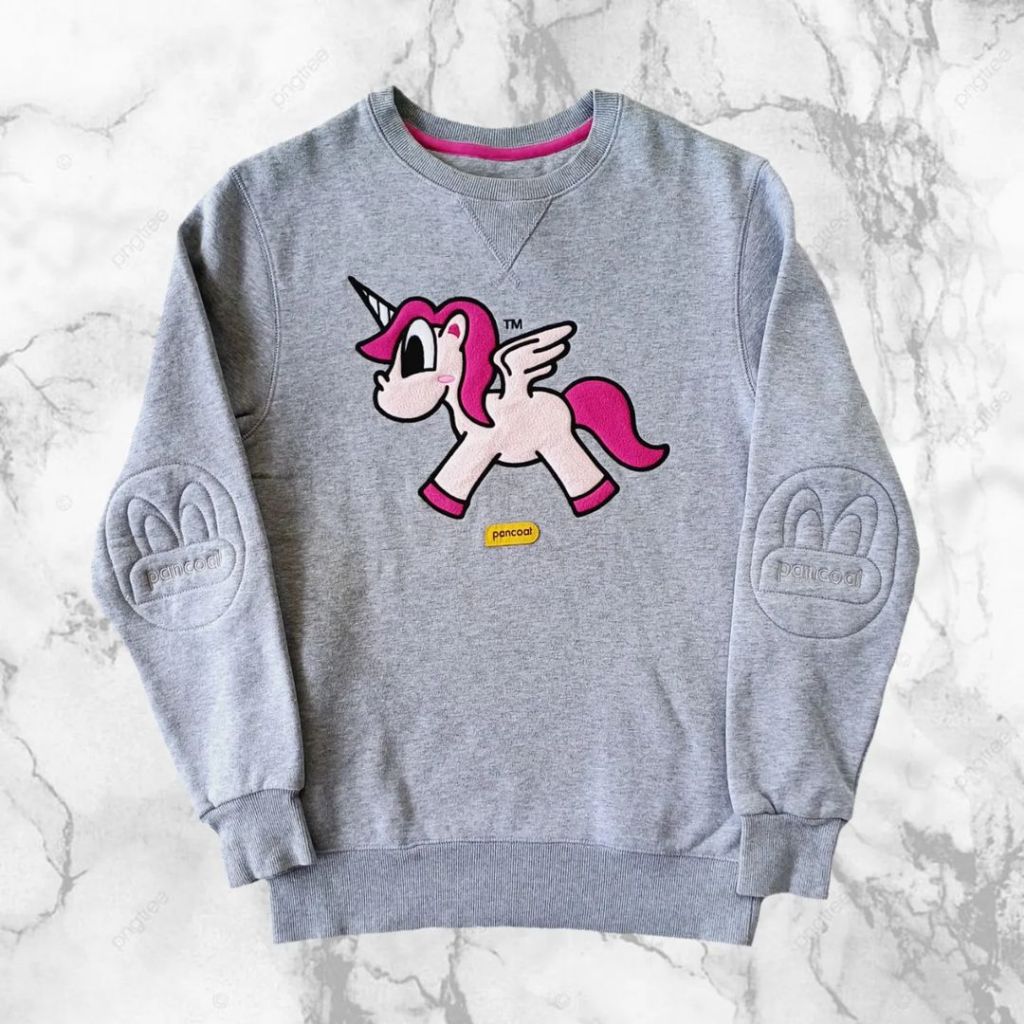 SWEATER CREWNECK PANCOAT UNICORN ORIGINAL, ABU-ABU. SIZE M (SECOND BRANDED) CN0157