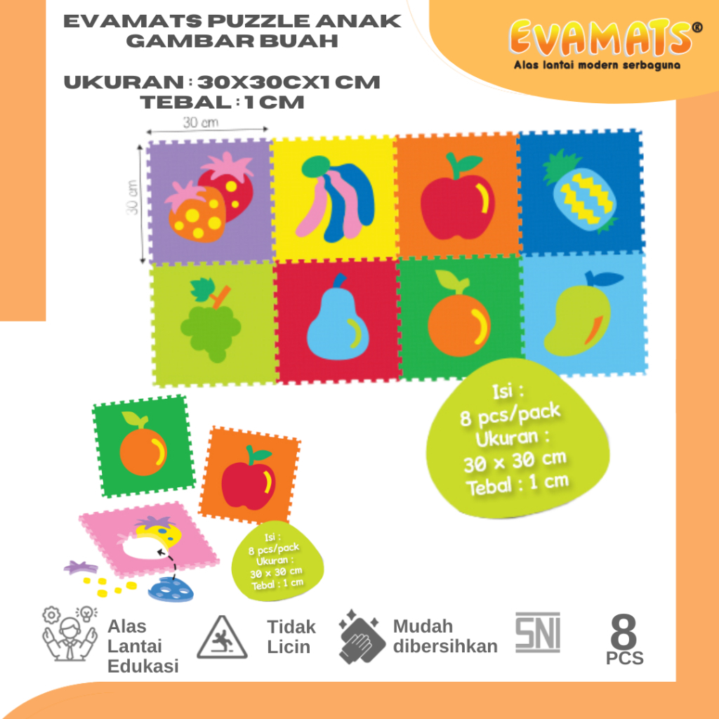 EVAMATS Puzzle Anak Gambar 30x30cm / Matras Puzzle /  Puzzle Lantai / Matras anak / Mainan Edukasi