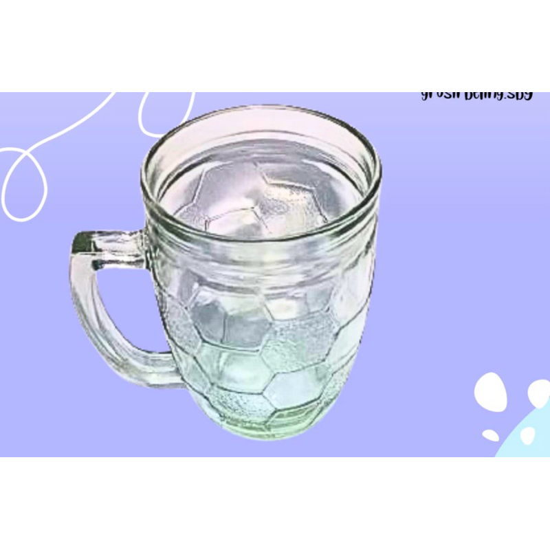 GELAS GAGANG KACA BESAR POLOS 6 PCS GELAS GAGANG BELING