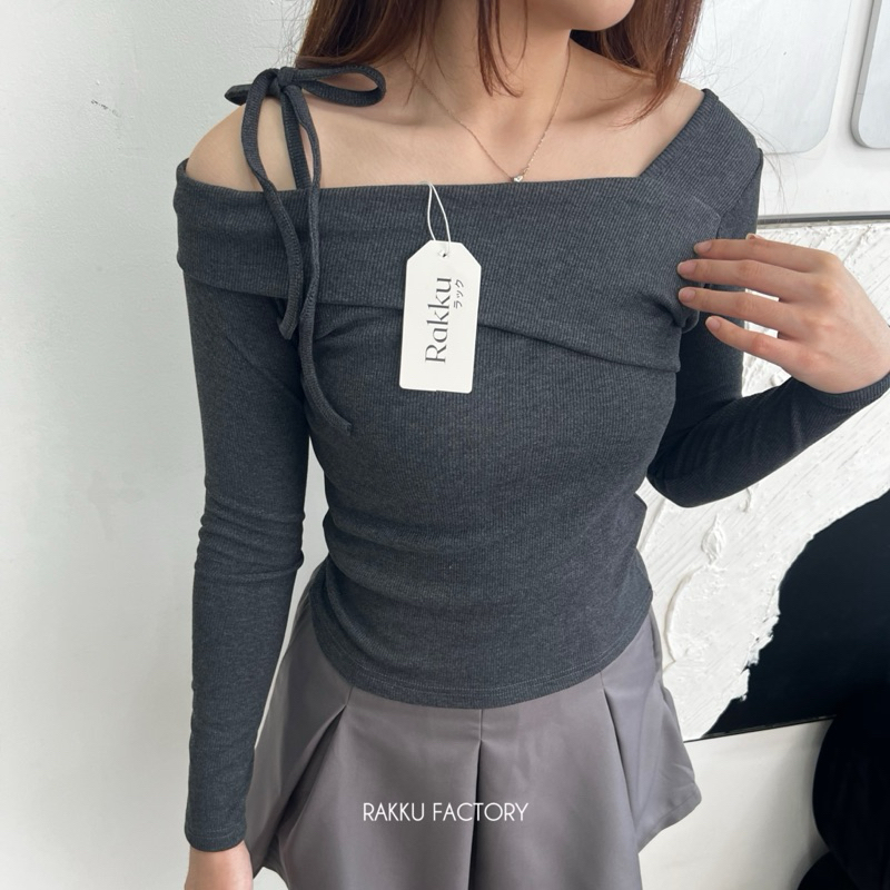 Rakku Yeona Top 216 – Sabrina Knit Top – Atasan Wanita Lengan Panjang – Korean Top Long Sleeve