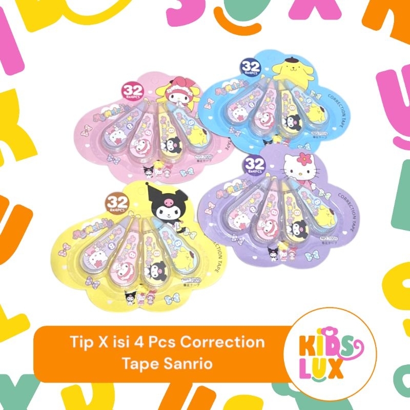 

Tip X isi 4 Pcs Correction Tape Sanrio