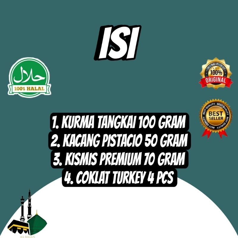 

Xmaster Oleh Oleh Haji & Umroh Sekat 4 Kurma Tangkai-Kismis-Kacang Arab-Coklat turkey