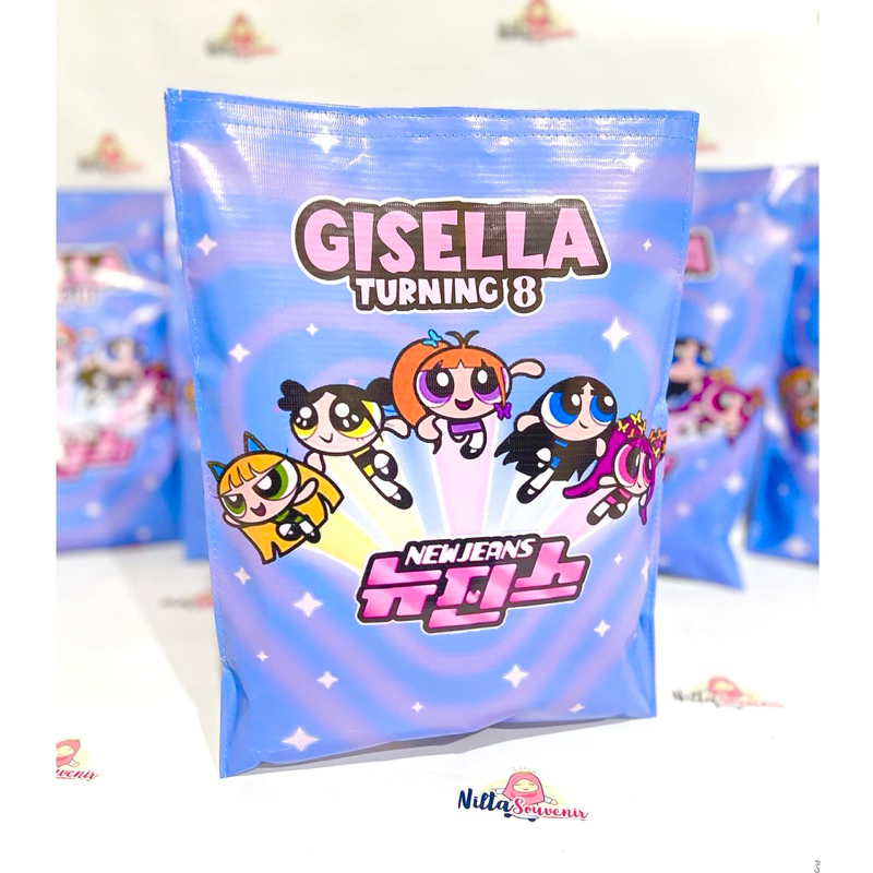 

Pouch Giant Snack Souvenir Ulang Tahun Tas Ultah Anack Custom Gambar ukuran 30 x 40