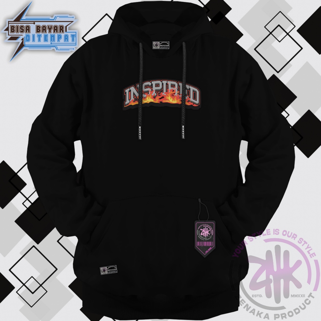 Jaket hoodie pria keren warna hitam sablon inspired Sweater hoodie pria Zenaka original branded 100%