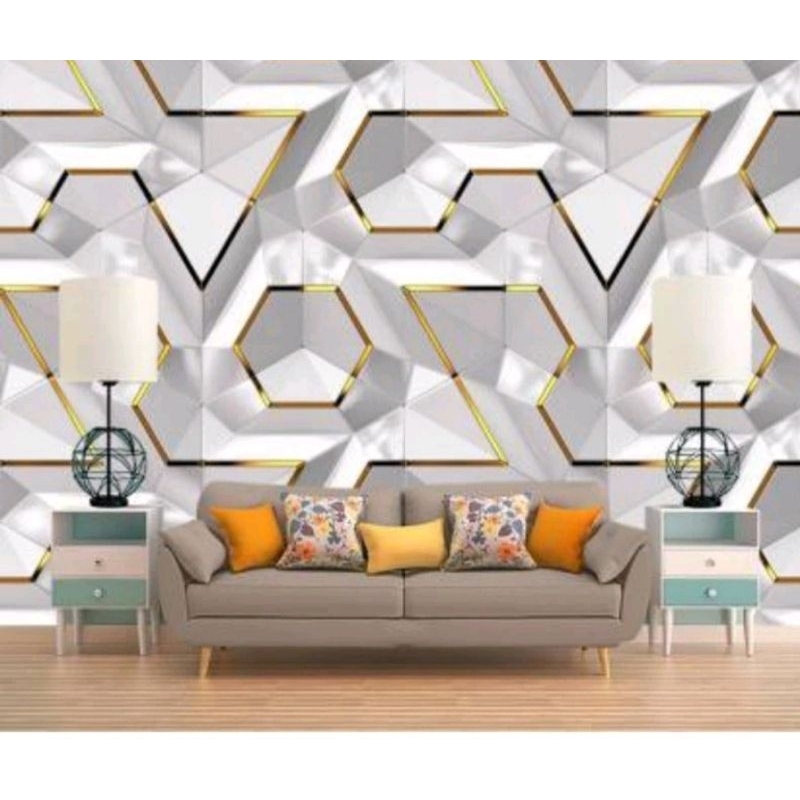 SALE (COD) WALLSTICKER /WALLPAPER STICKER DINDING GEOMATRIC PUTIH KEREN LARIS