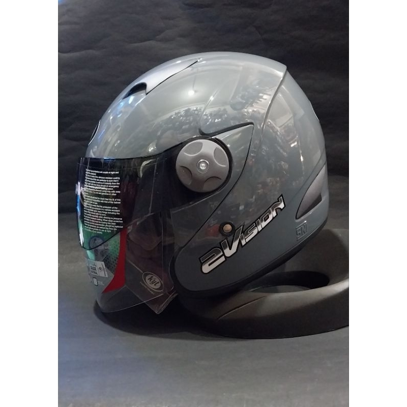 HELM KYT 2VISION SOLID -helm KYT HALF FACE DOUBLE VISOR