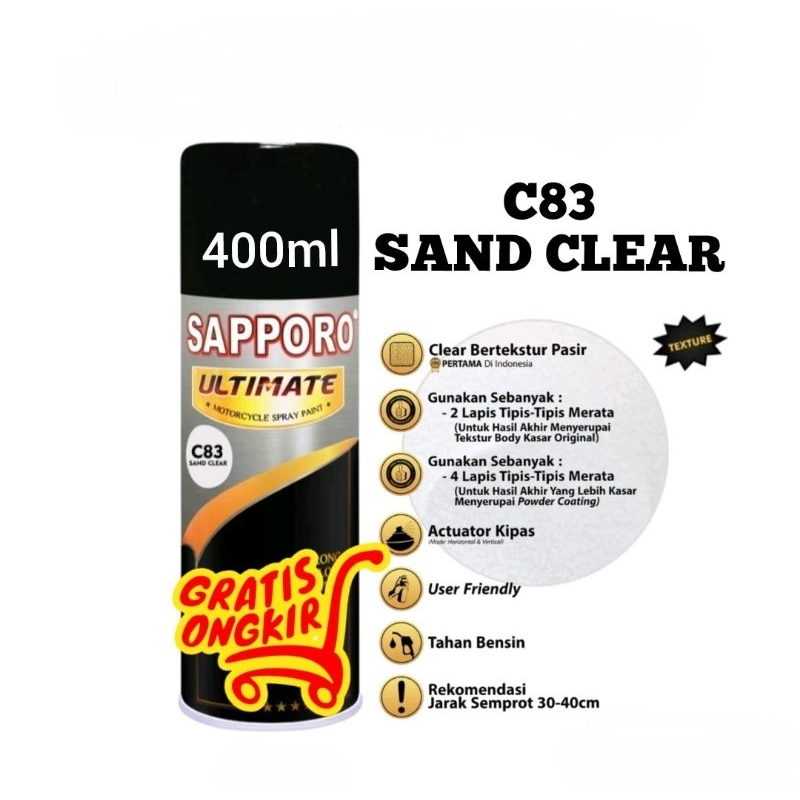 Sapporo Ultimate C83 Clear Sand/clear kulit jeruk/cat semprot/pylox/pilox/pilok/cat duco/motor/helm