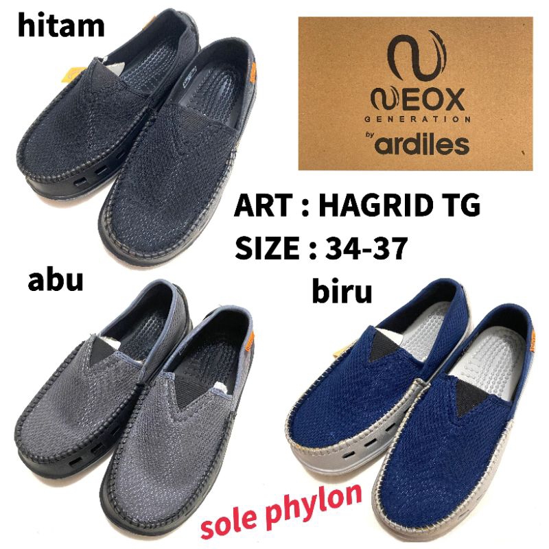 Sepatu Selop Anak Pria Neox By Ardiles / Sepatu Slip On Anti Ribet Size 34-37 Biru Abu Hitam
