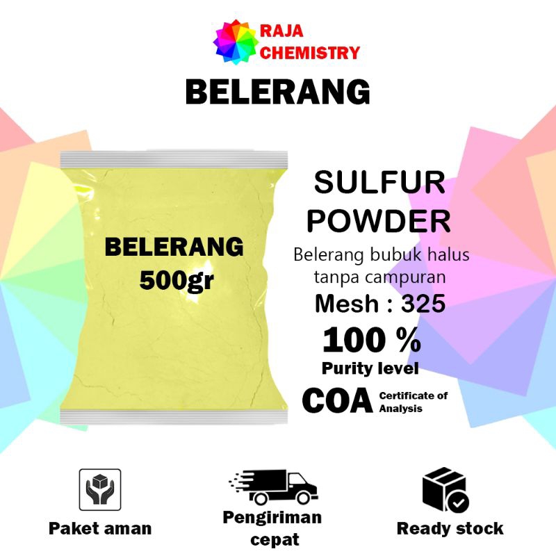Belerang Bubuk Halus 500 gram / powder belerang / Sulfur / Belerang / Obat Gatel / Belerang Asli & M