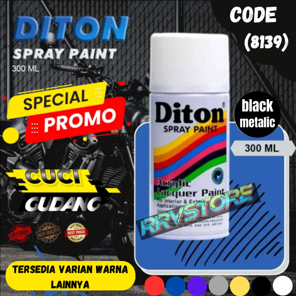 CAT SEMPROT DITON BLACK METALIC (8139) 300cc CAT DITON WARNA HITAM METALIK KILAP 300cc PYLOX