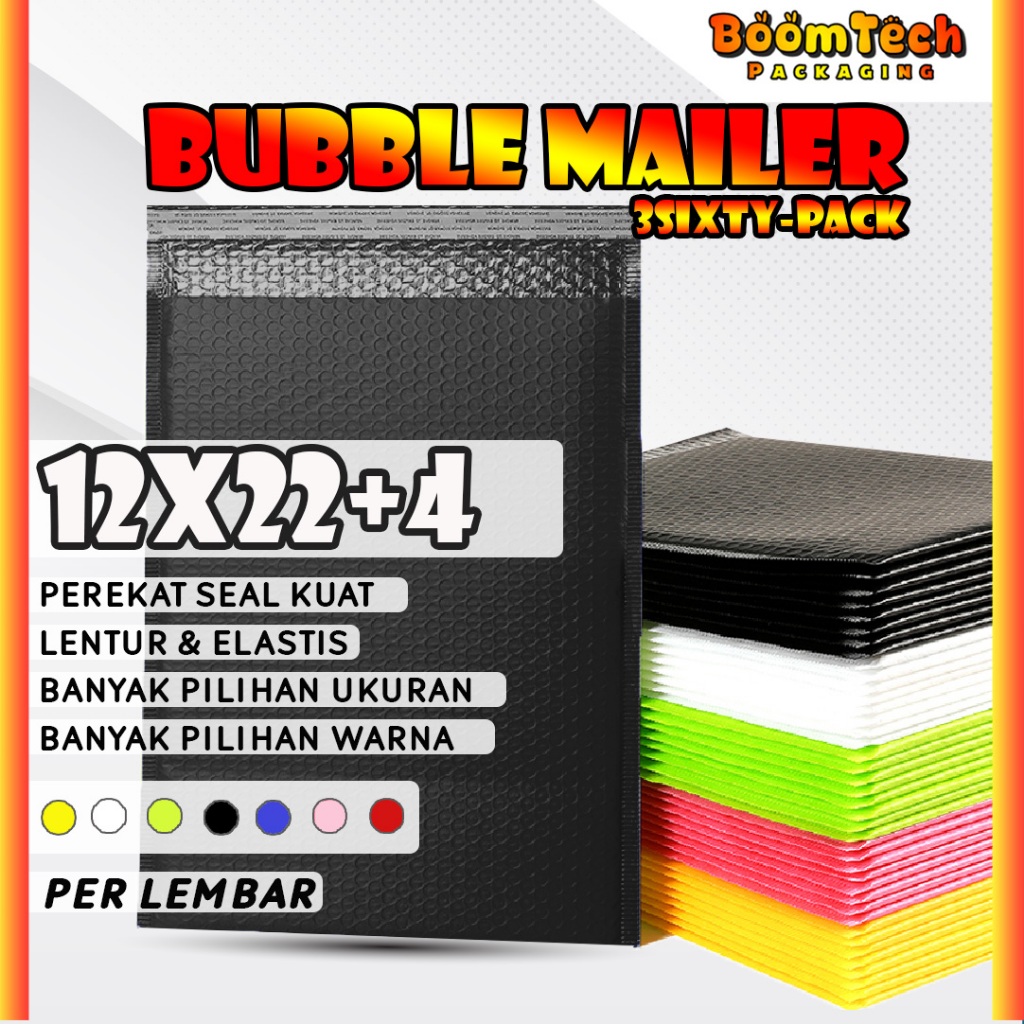 

BUBBLE MAILER POLYMAILER PREMIUM 12x22 +4 Plastik Mailer Warna Tebal Kantong Poly Bubble Wrap Packing Murah