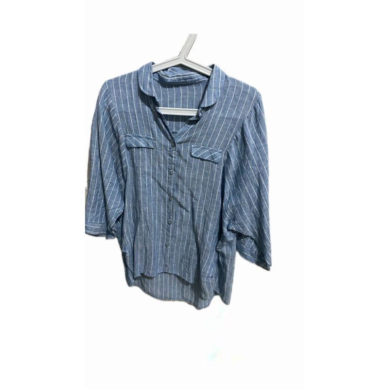 kemeja salur biru