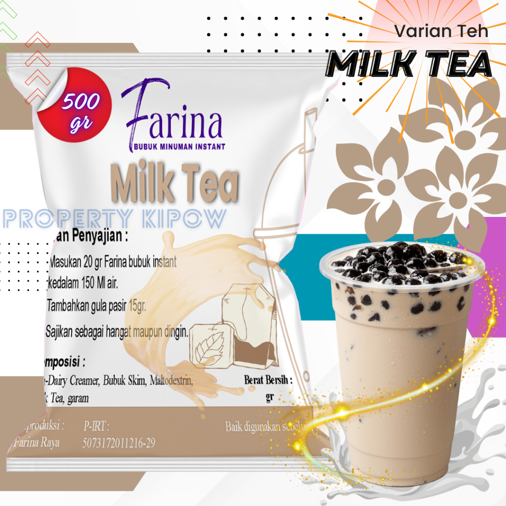

FARINA Bubuk Minuman Milk Tea - Bubuk Minuman Milk Tea 500gr Plain