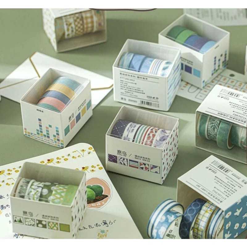 

5 Rolls Washi Simple Solid Color Tape Deco Masking TapeJurnal DIY Scrapbook