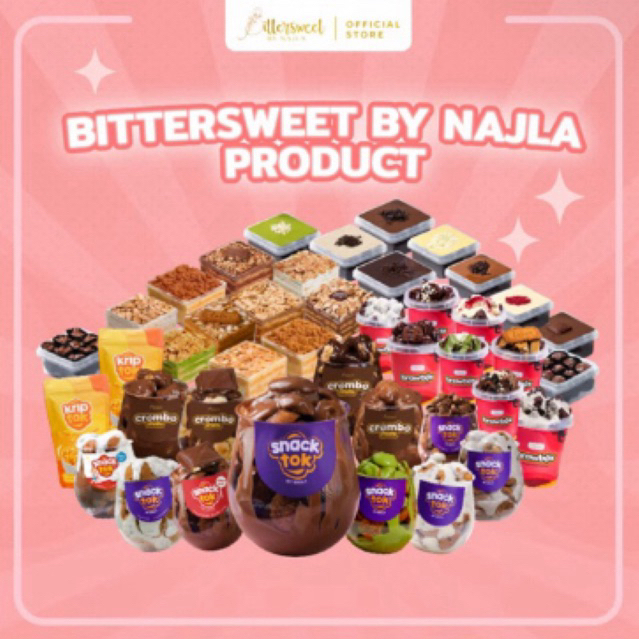 

Bittersweet by Najla Product / Dubai Choco Pistachio / Snacktok / Kriptok / Choco Bonbon / Puff Pastry Layer / Choco Lava / Browbox / Crombo Mini / Brocol Bittersweet by Najla