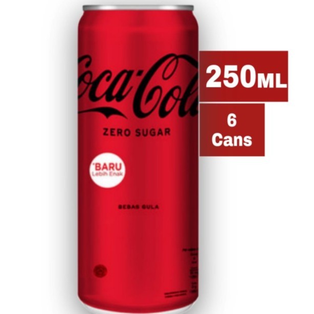 

Coca Cola ZERO Sugar Minuman Soda Soft Drink 250mL x 6 Cans