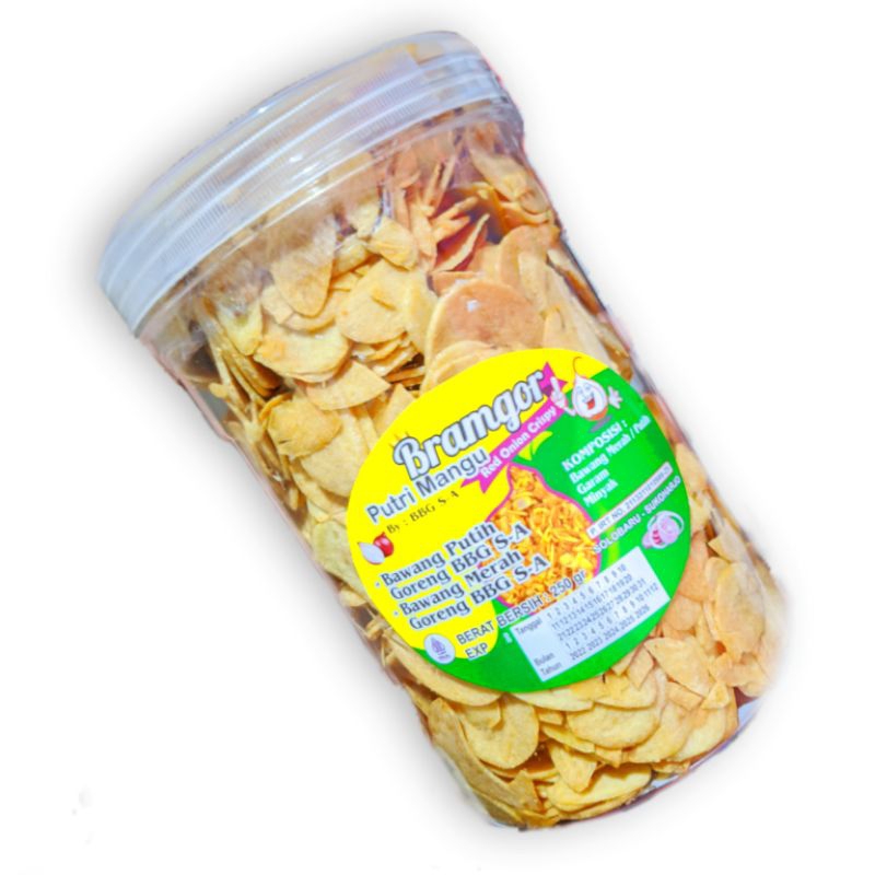 

Bawang Goreng Krispy Super Premium Bawang putih Goreng Putri Mangu netto 250