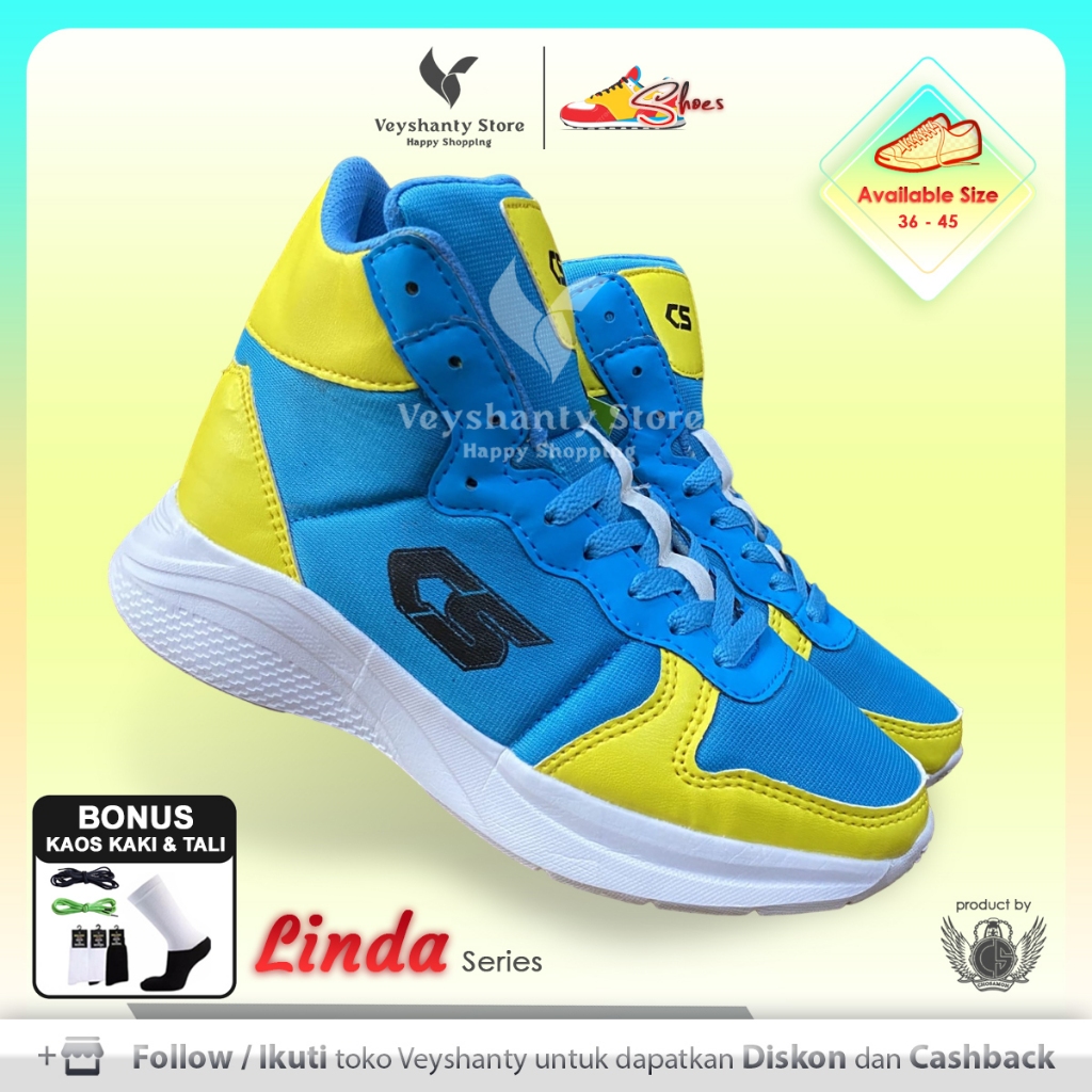 [VEYSHANTY] Sepatu Pria Wanita CS Linda Premium Quality - Warna Toska Kuning | Casual | Sport | Fash