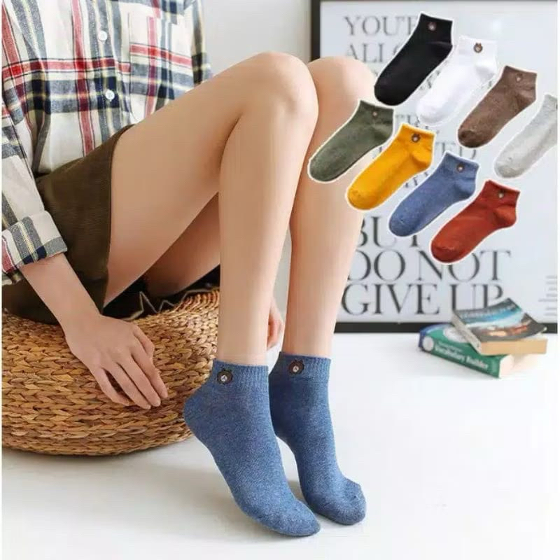 KAOS KAKI WANITA brown" LUCU/KAOS KAKI TEBAL SEMATA KAKI/KAOS KAKI PANDA LUCU