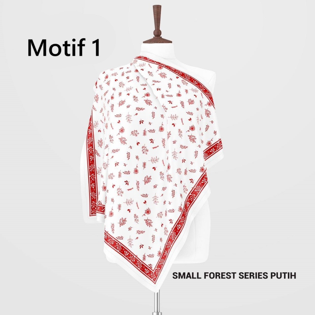 Hijab Segi 4 Voal Motif Merah Putih