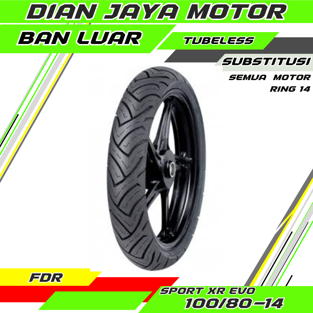 Ban tubeless ban Matic FDR Sport XR EVO 100/80-14 Ban Luar Tubles FDR Sport Ban belakang Beat Vario 