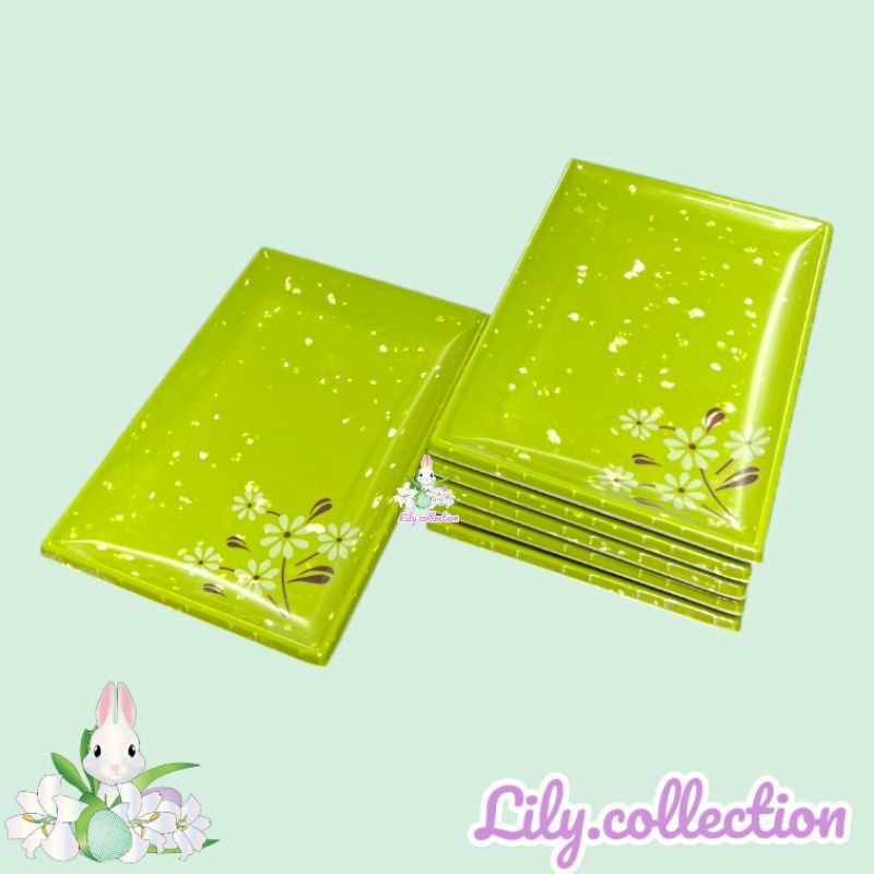 PROMO PAKET PIRING SAJI MELAMIN PERSEGI MOTIF BUNGA | PIRING SUSHI MELAMIN MOTIF LILYCOLLECTION