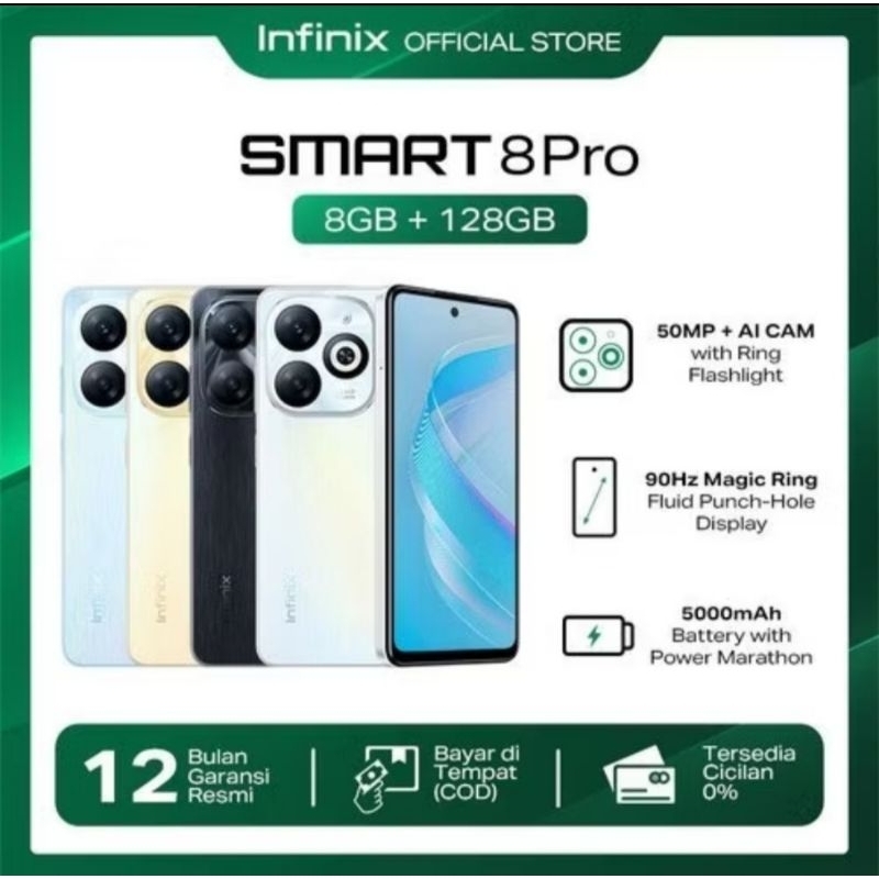 INFINIX SMART 8 4/128GB- UP TO RAM 8GB-6.6" MAGIC RING