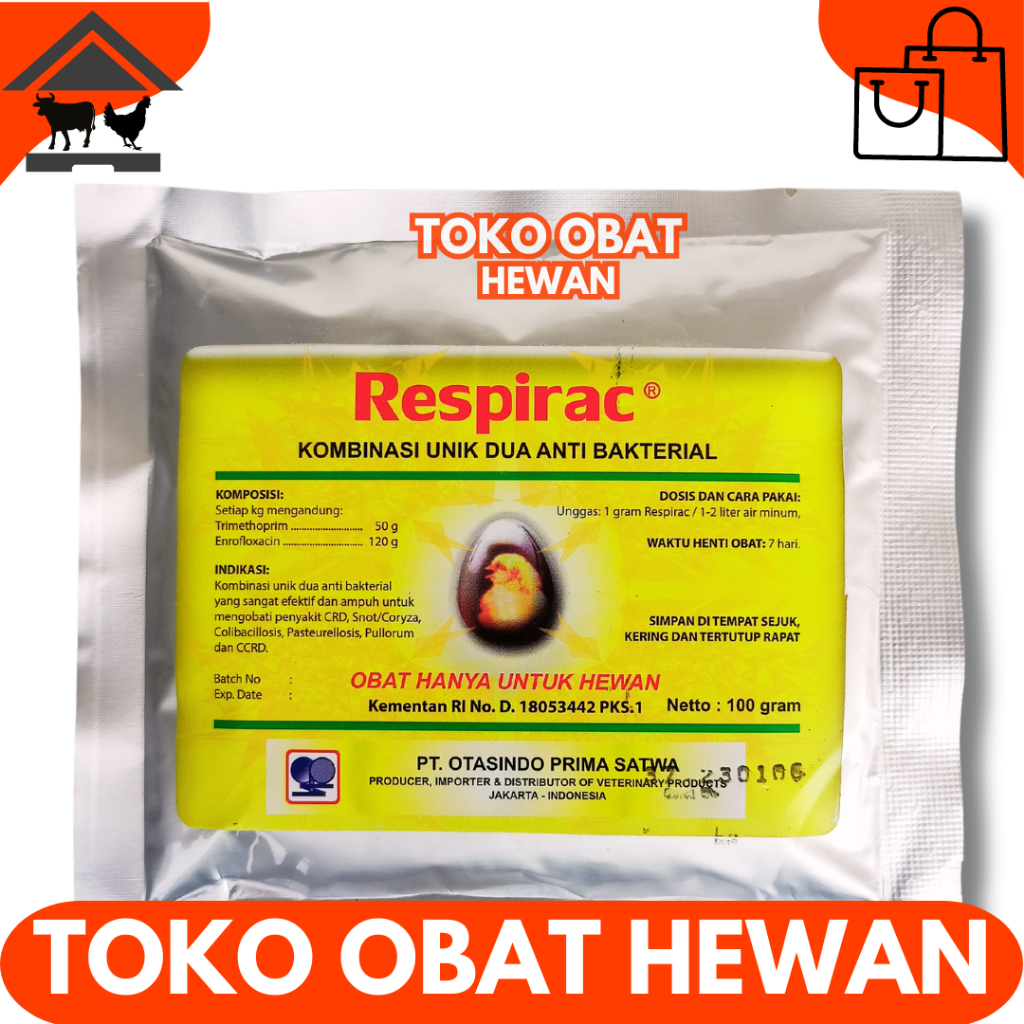 RESPIRAC 100 GRAM OTASINDO - (Enro+Trimesulf) Obat Ayam Paling Ampuh - Obat Ayam CRD - Obat Snot Aya