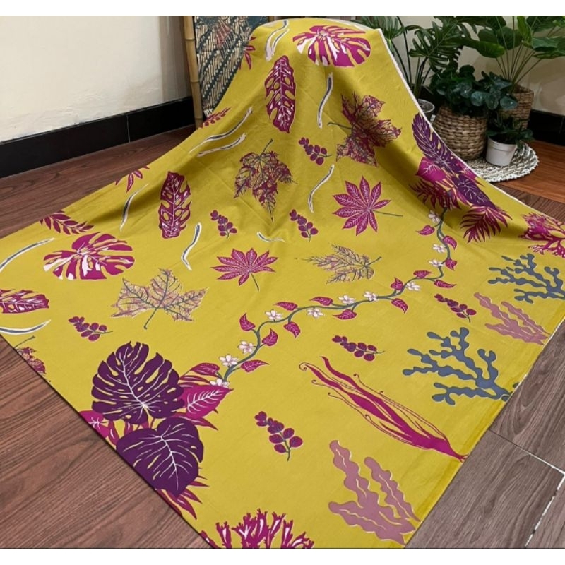 TERMURAH!!! KAIN BATIK SOLO ECOPRINT DAUN KUNING C213
