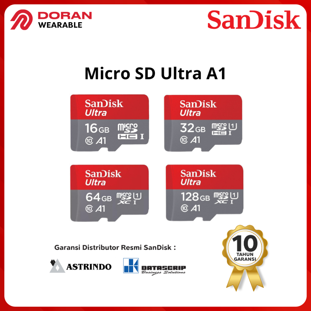 SANDISK Memory Card || Micro SD 16GB - 32 GB - 64GB - 128GB SanDisk Ultra A1 up to 140Mbps Class 10 
