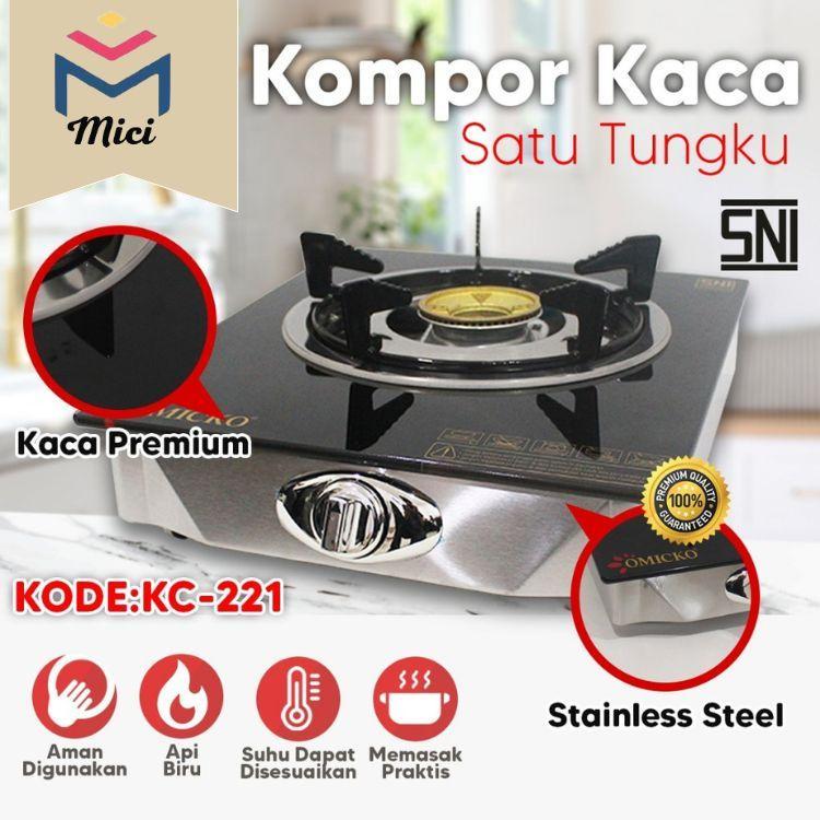 MICI Kompor GAS /Kompor 1 tungku kaca/Kompor Gas 1 Tungku Tempered Glass Original