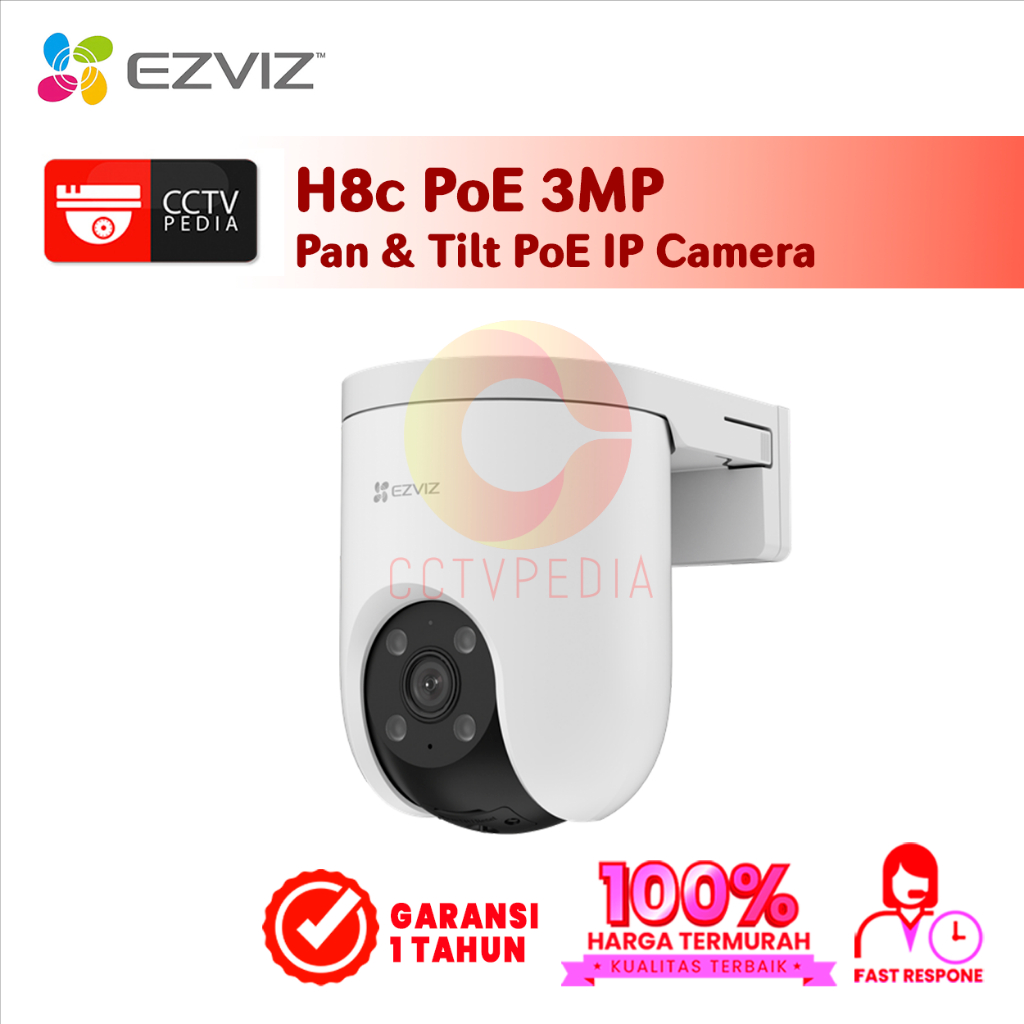 EZVIZ H8c PoE 3MP Pan & Tilt PoE IP Camera 2K